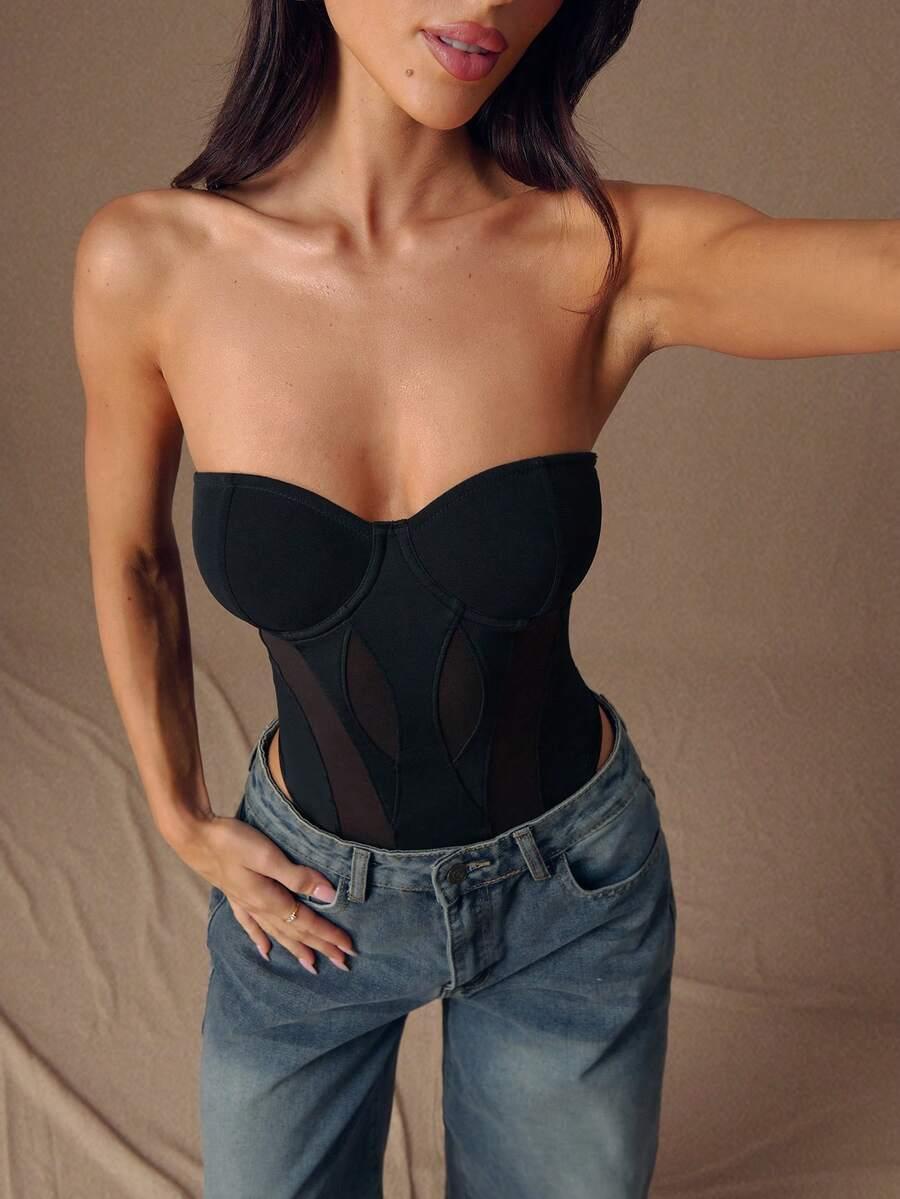 SHEIN CZARNE BODY BEZ RĘKAWÓW S06__XS