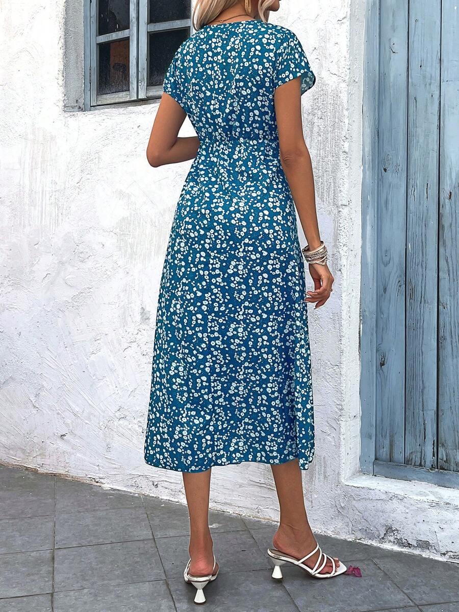 SHEIN MIDI SUKIENKA NADRUK V NECK PK01__L