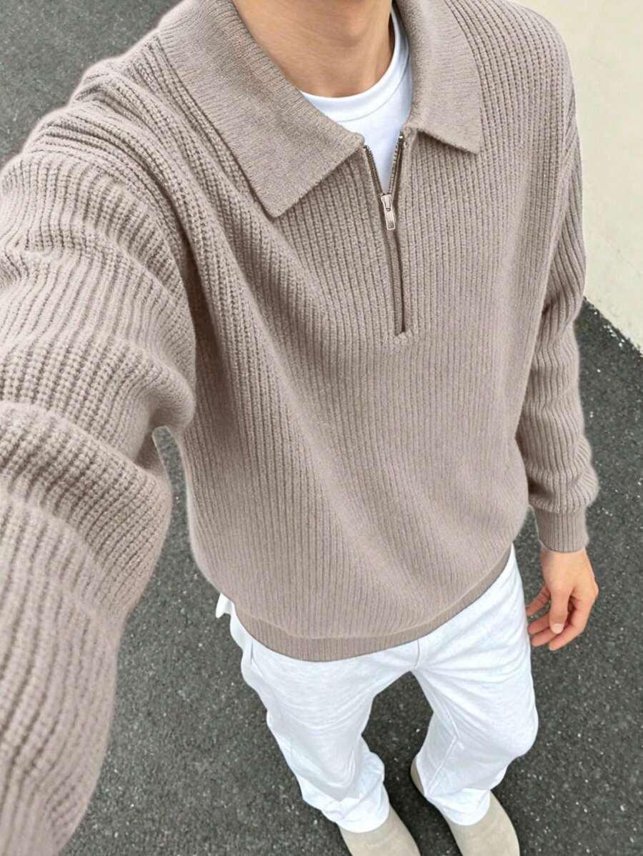 SHEIN BEŻOWY SWETER ZAMEK S06__166