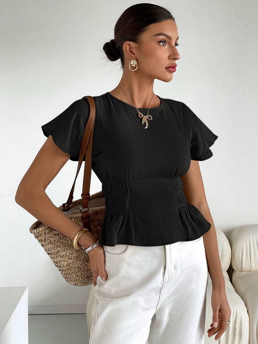 SHEIN CZARNA BLUZKA MARSZCZENIE S06__S