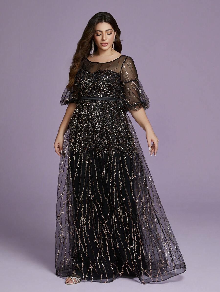 SHEIN CZARNA MAXI SUKIENKA ZDOBIENIE S06__46