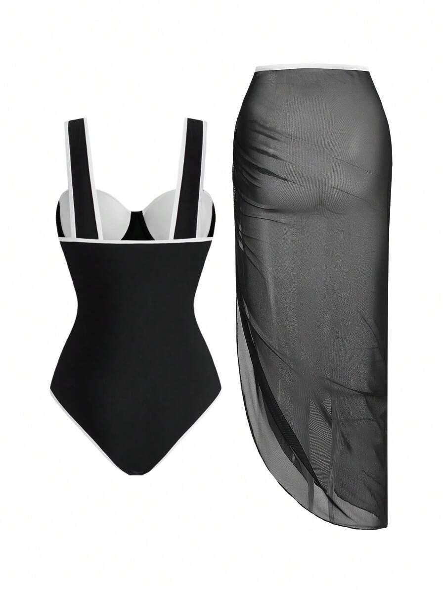 SHEIN CZARNA SPÓDNICA PAREO S06__L