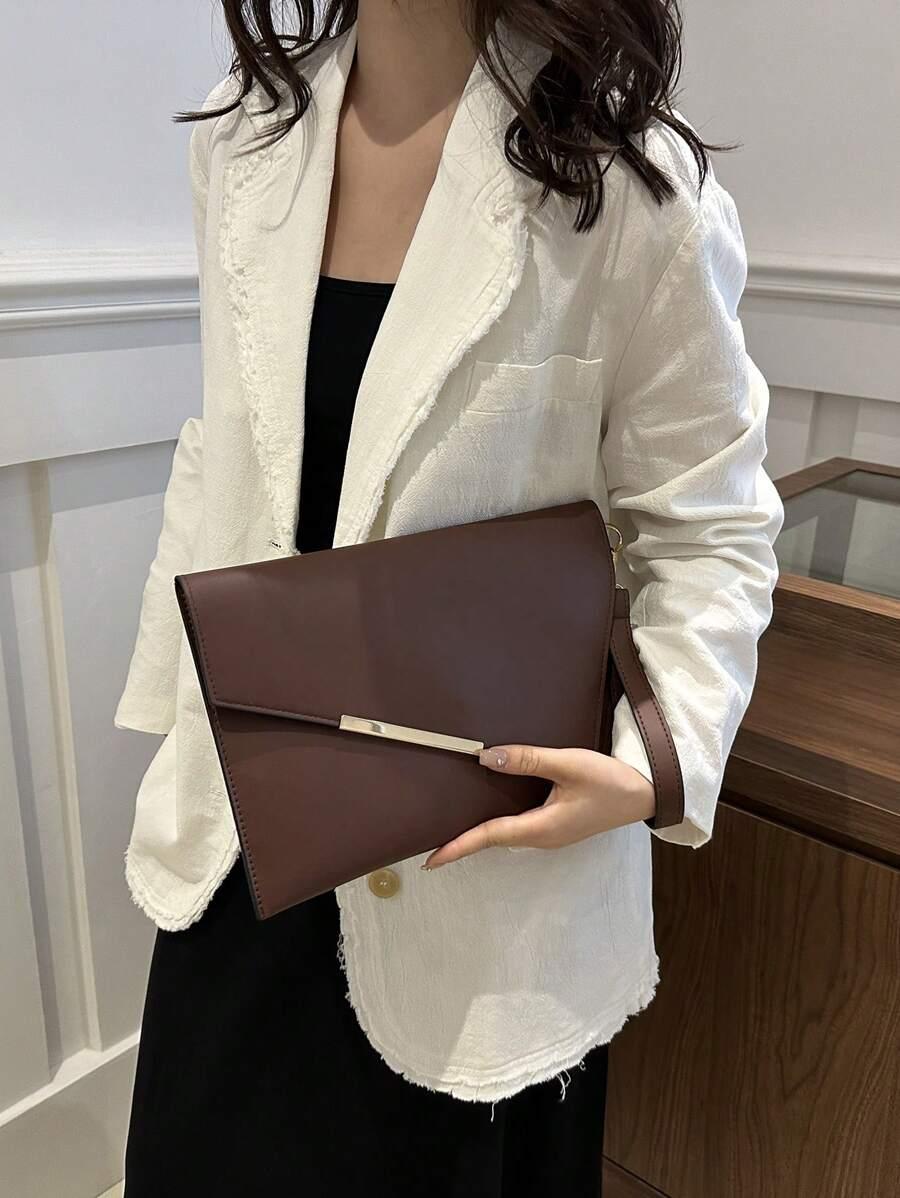 SHEIN BRĄZOWA TOREBKA IMITACJA SKÓRY 31X21