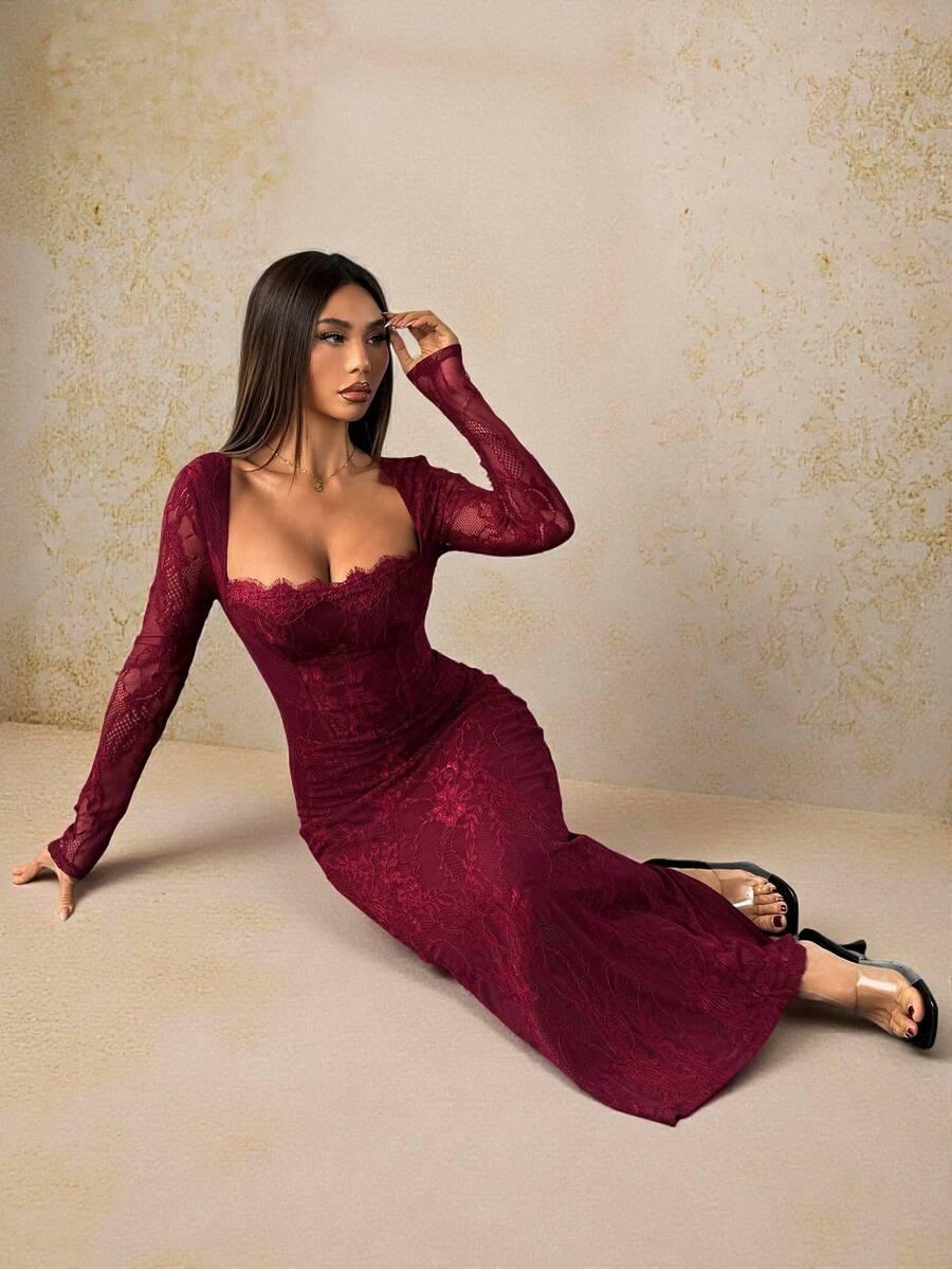 SHEIN KORONKOWA MAXI SUKIENKA S06__L