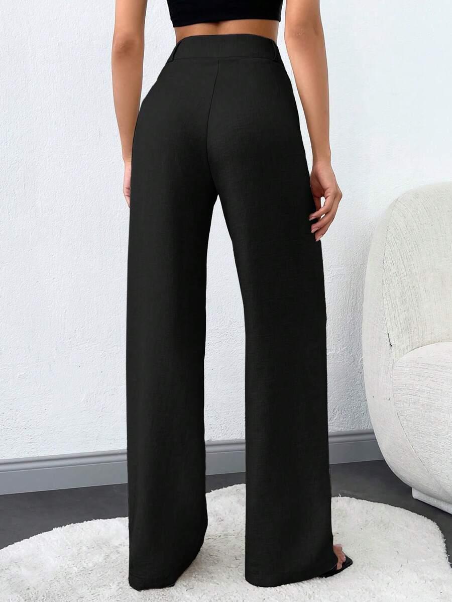 SHEIN CZARNE SPODNIE PROSTA NOGAWKA S06__XL