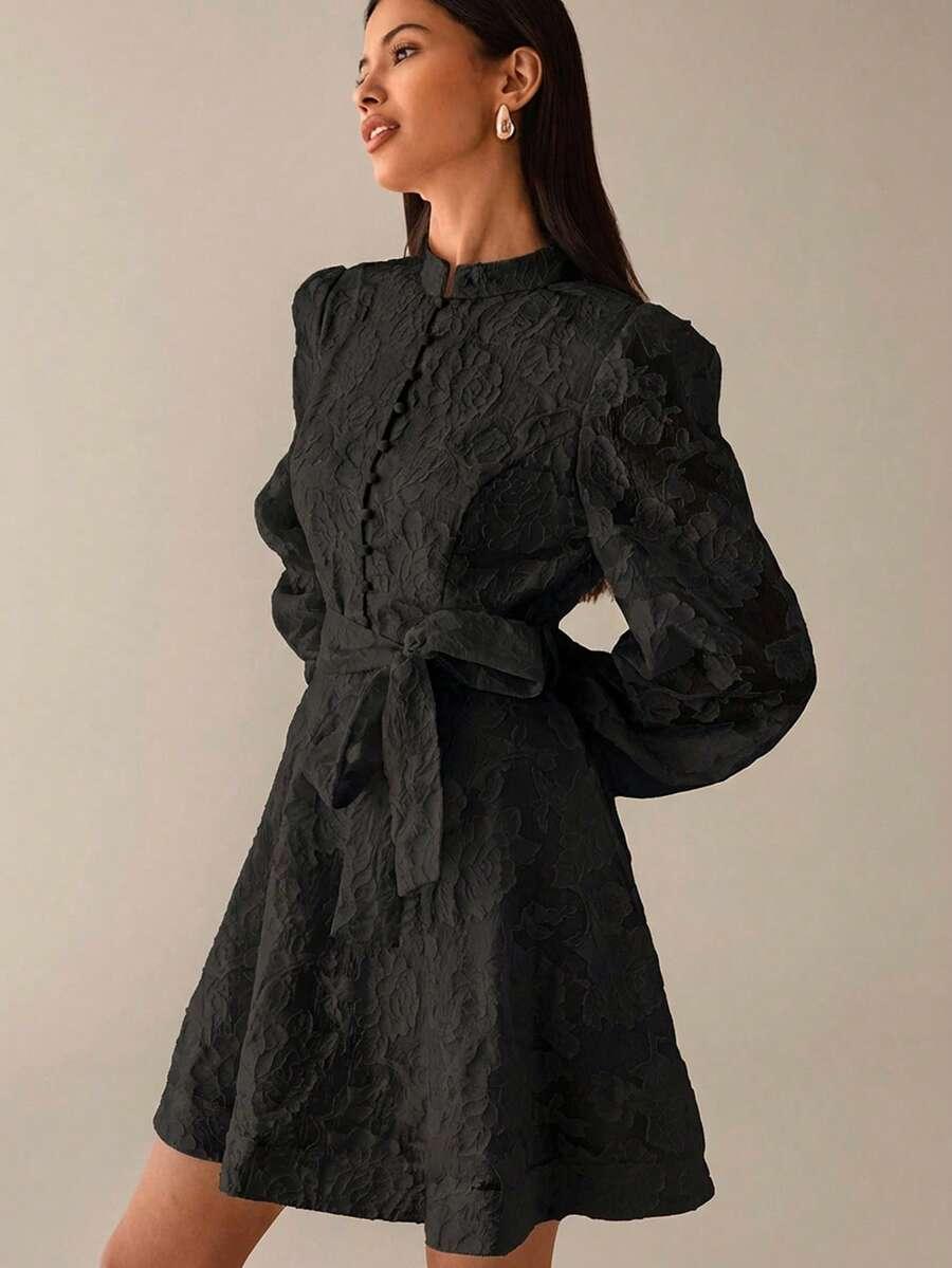 SHEIN CZARNA SUKIENKA DŁUGI RĘKAW S06__L