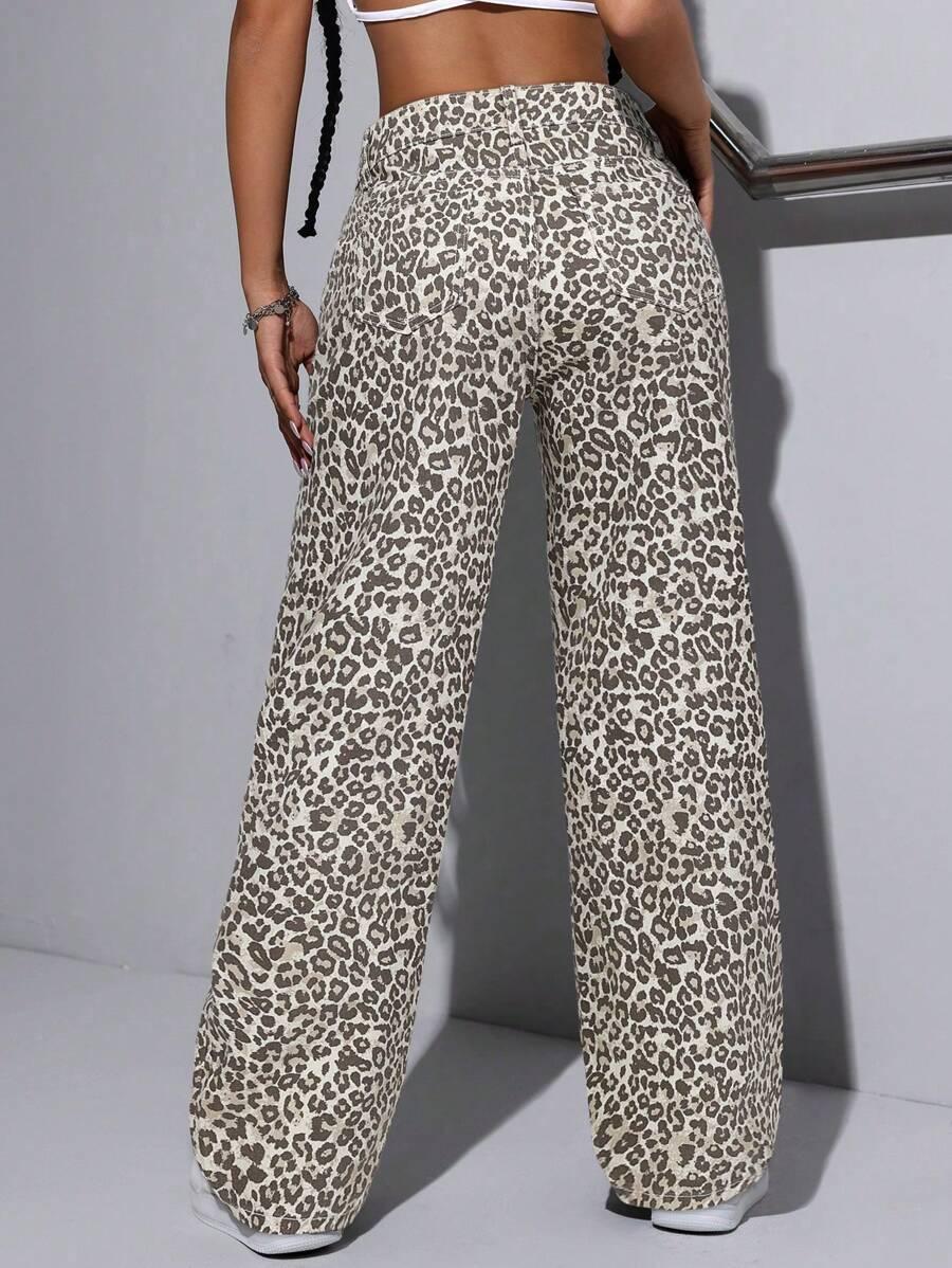 SHEIN SPODNIE JEANS ANIMAL PRINT S06__M