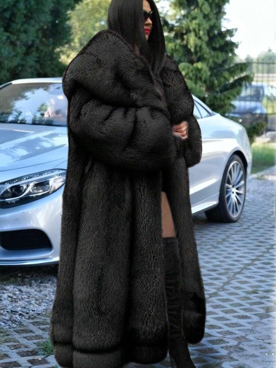 SHEIN CZARNE SZTUCZNE FUTRO W01__M