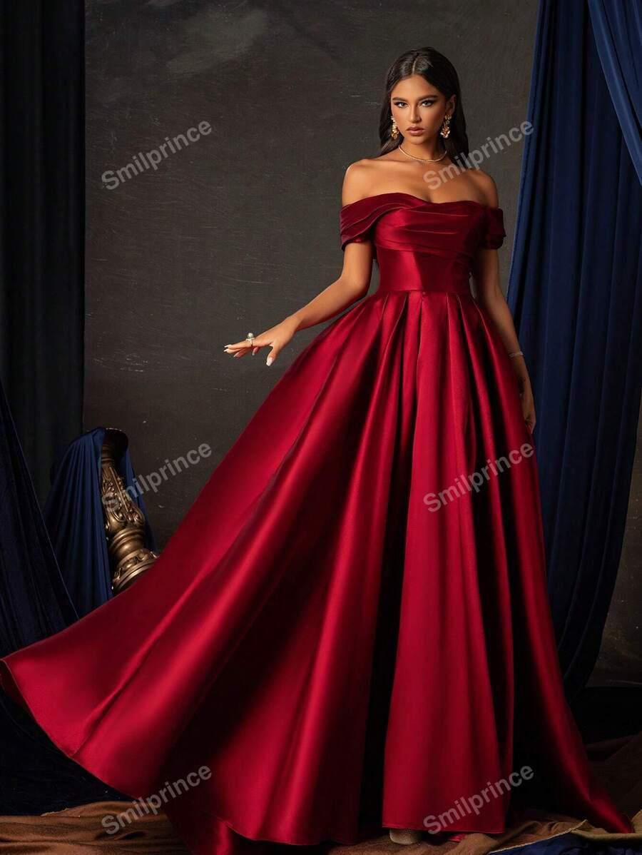 SHEIN BORDOWA MAXI SUKIENKA ROZCIĘCIE ODKRYTE RAMIONA S06__L