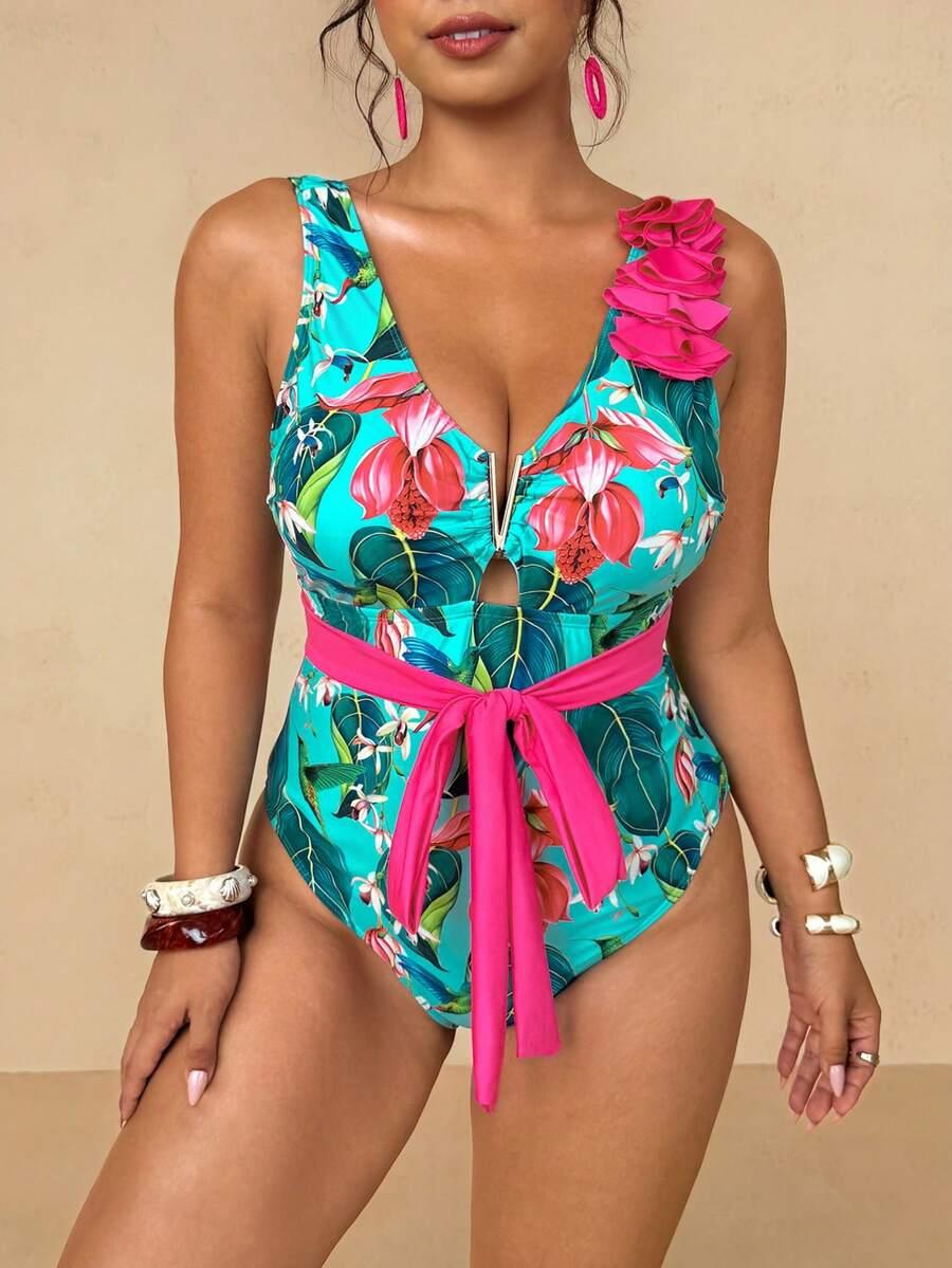 SHEIN STRÓJ KĄPIELOWY JEDNOCZĘŚCIOWY NADRUK S09__46
