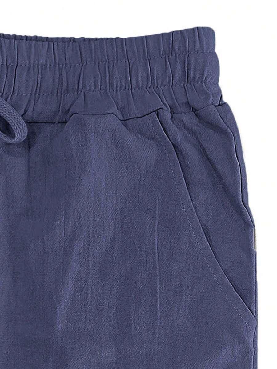 SHEIN NIEBIESKIE SPODNIE Z WIĄZANIEM W PASIE PK01__