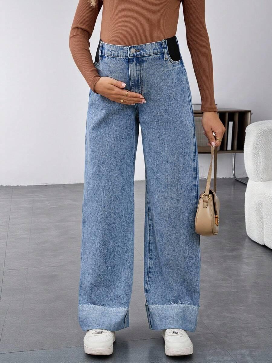 SHEIN NIEBIESKIE SPODNIE JEANS WIDE LEG S06__XL