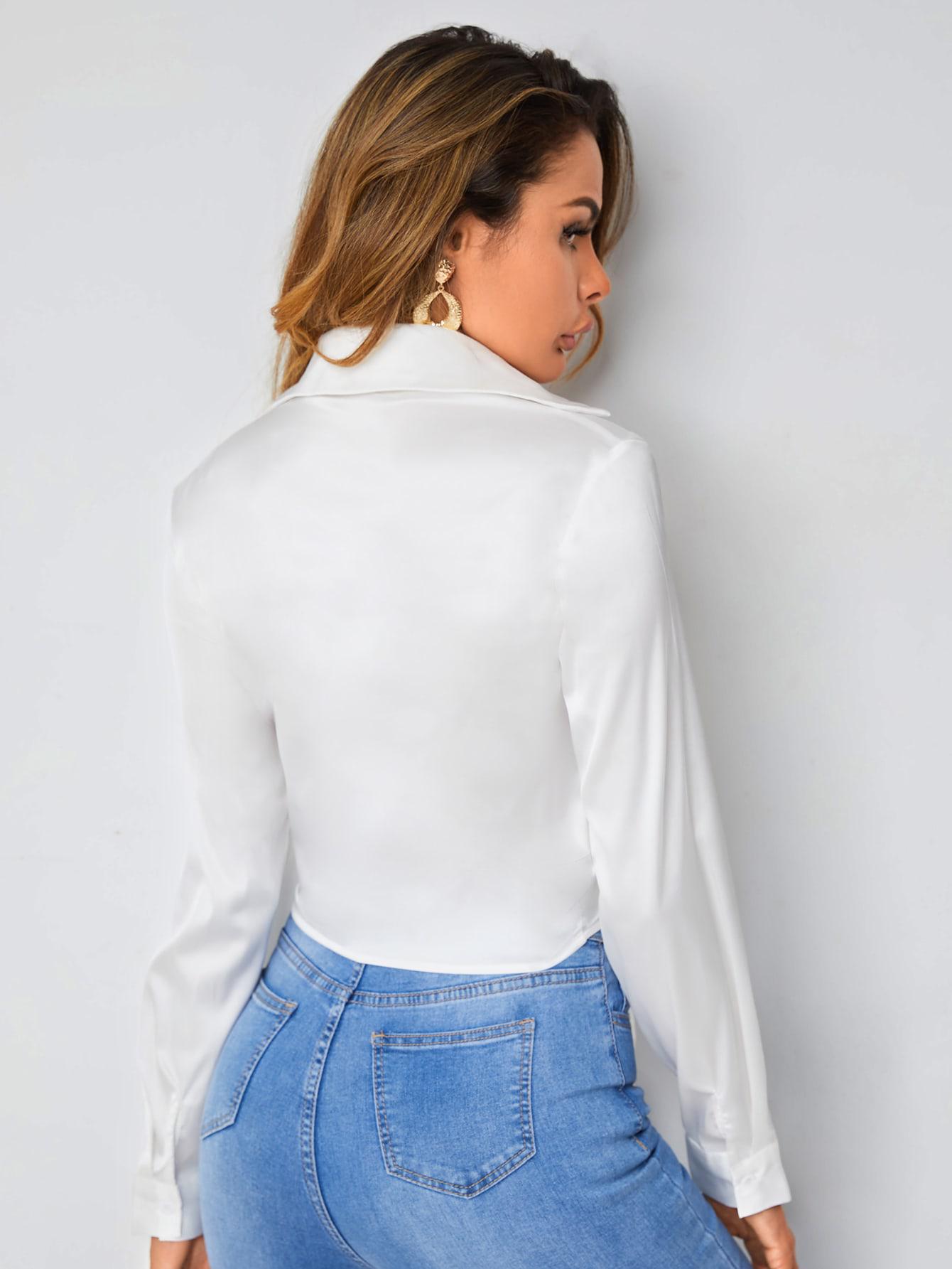 SHEIN BIAŁA SATYNOWA KOSZULA S06__S