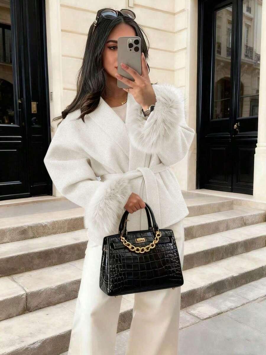 SHEIN BIAŁY KLASYCZNY PŁASZCZ W01__XS