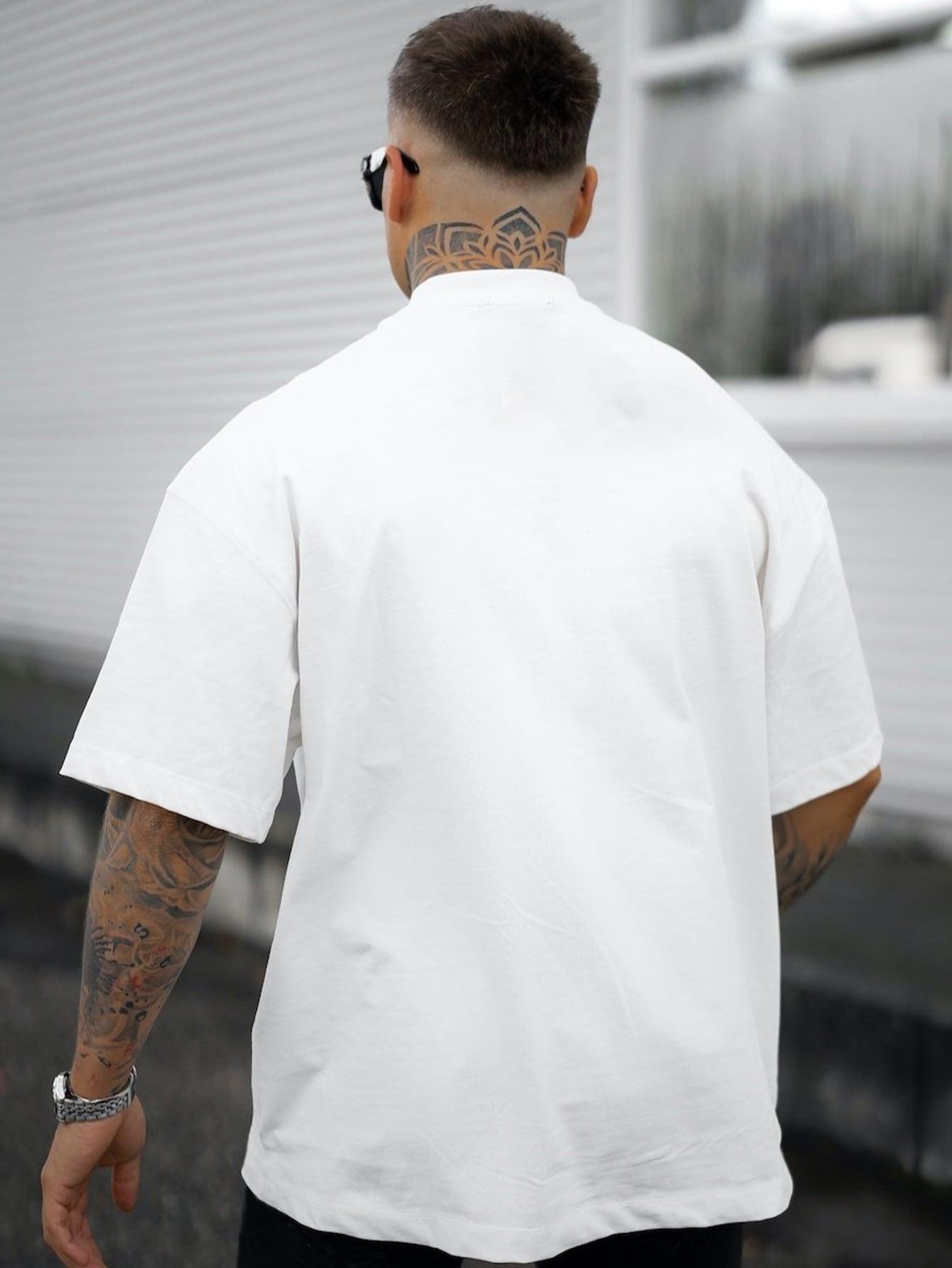 SHEIN BIAŁY T-SHIRT OVERSIZE KRÓTKI RĘKAW S06__L