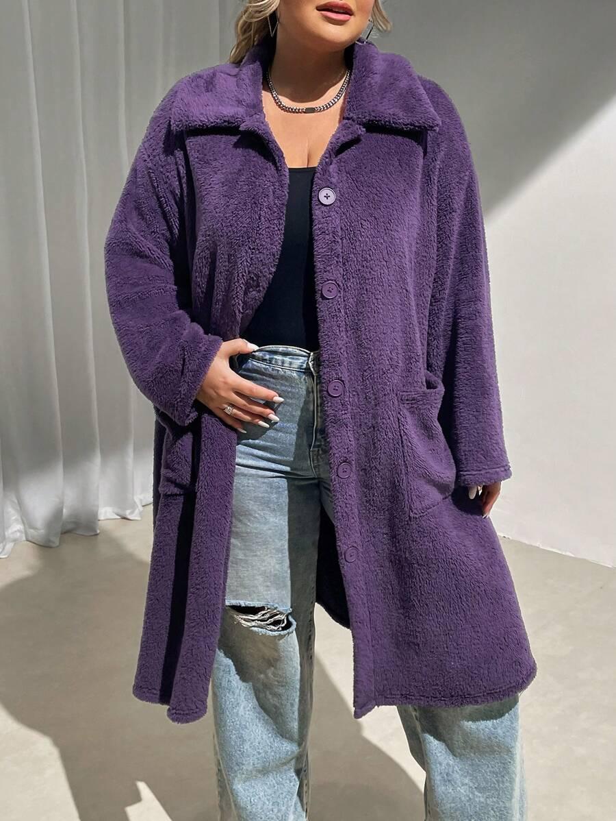 SHEIN FIOLETOWY PŁASZCZ MIŚ GUZIKI S06__54