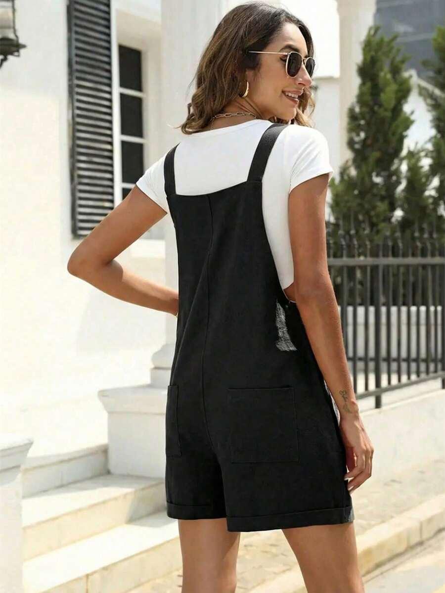 SHEIN CZARNY KOMBINEZON KIESZENIE S09__S