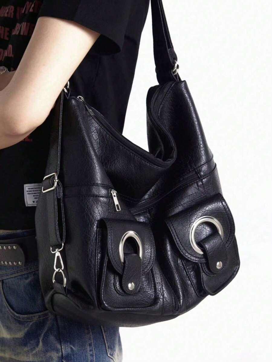 SHEIN CZARNA TOREBKA PLECAK 2W1 IMITACJA SKÓRY S07__35X30CM