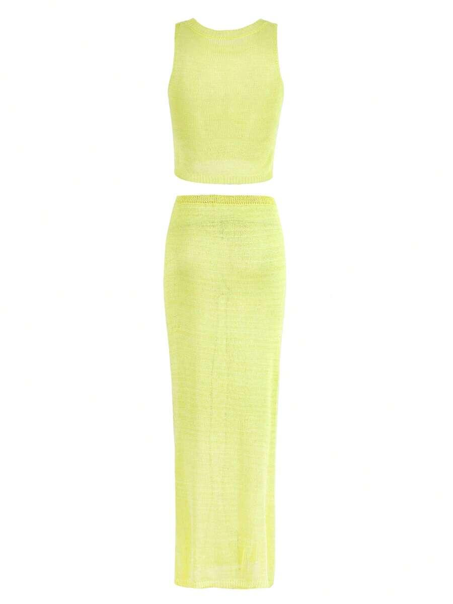 SHEIN ZIELONY KOMPLET TOP SPÓDNICA S06__S