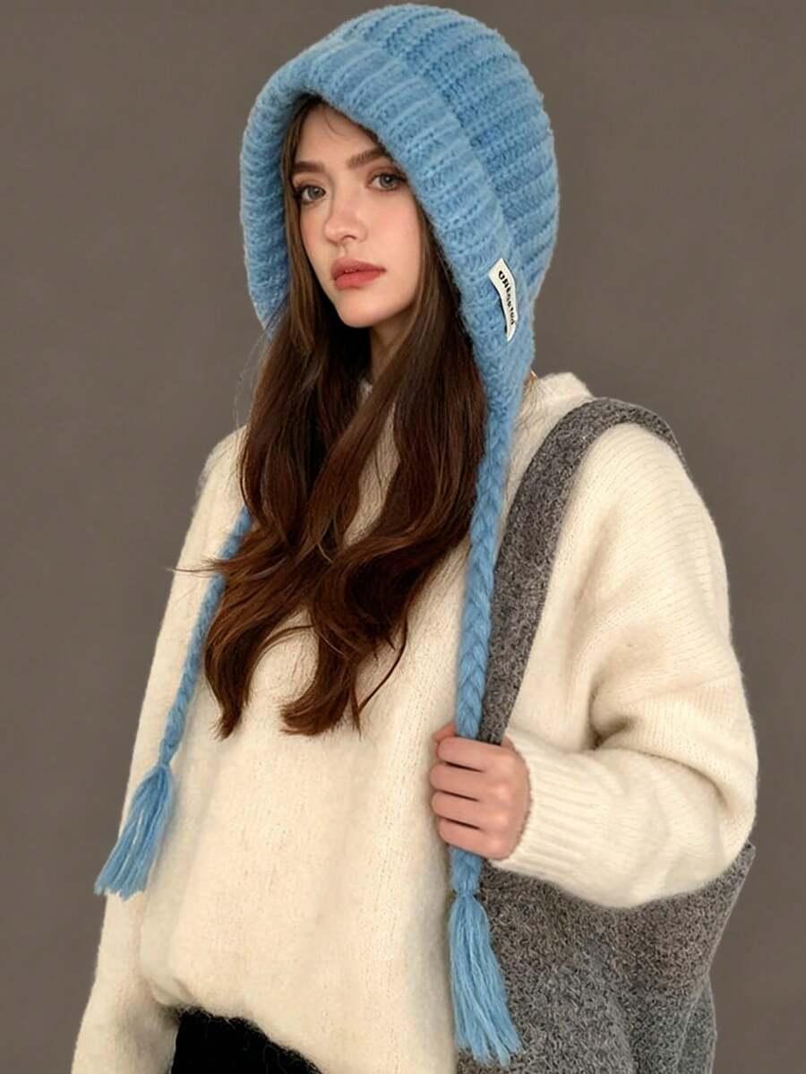 SHEIN NIEBIESKA DZIANINOWA CZAPKA W01__54