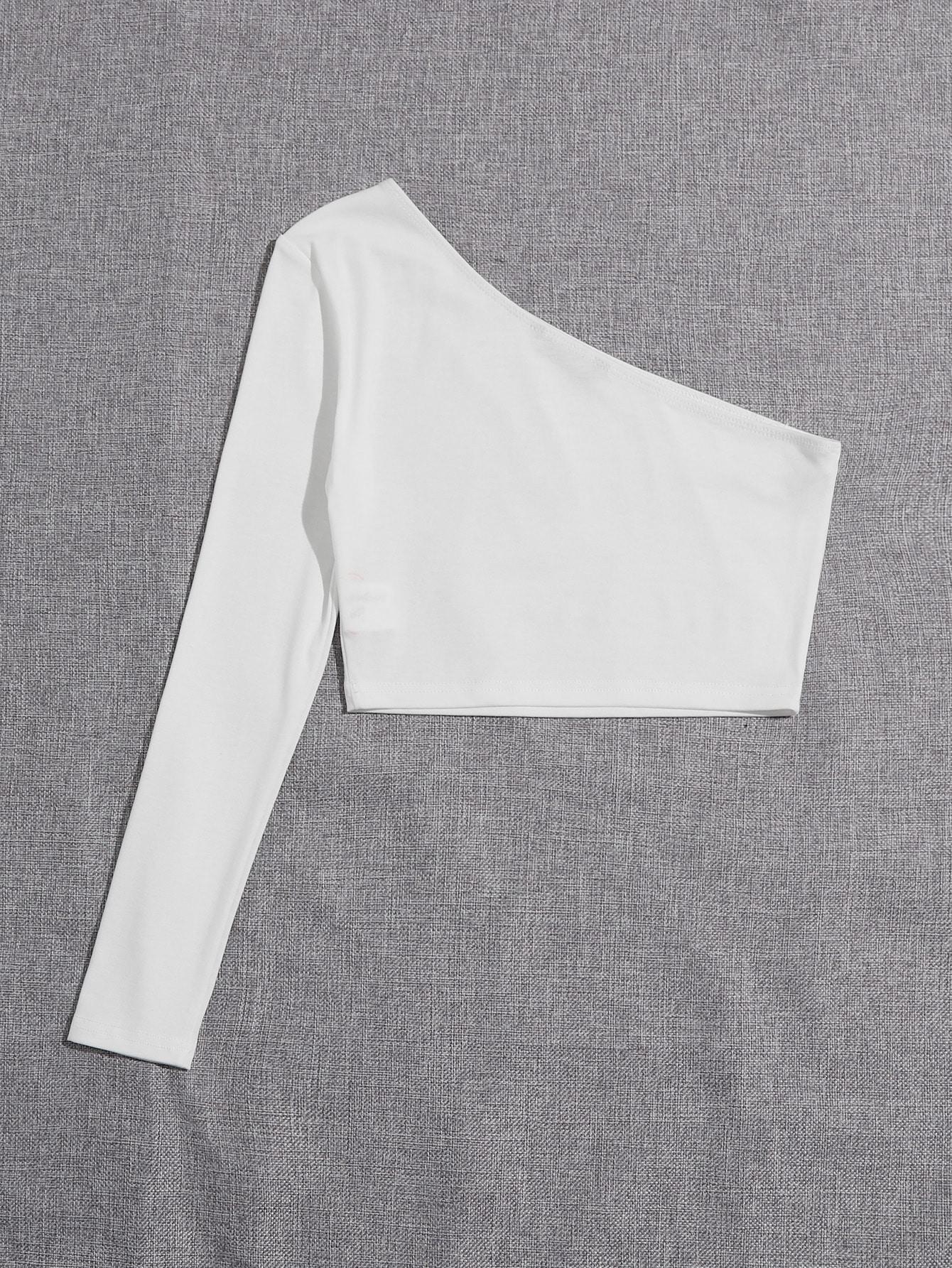 SHEIN BIAŁY TOP NA JEDNO RAMIĘ S06__XS