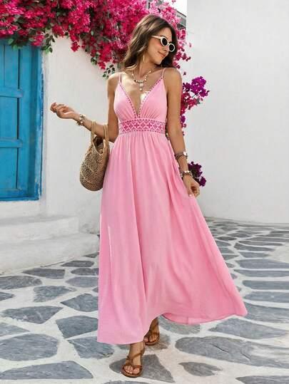 SHEIN RÓŻOWA MAXI SUKIENKA S09__M