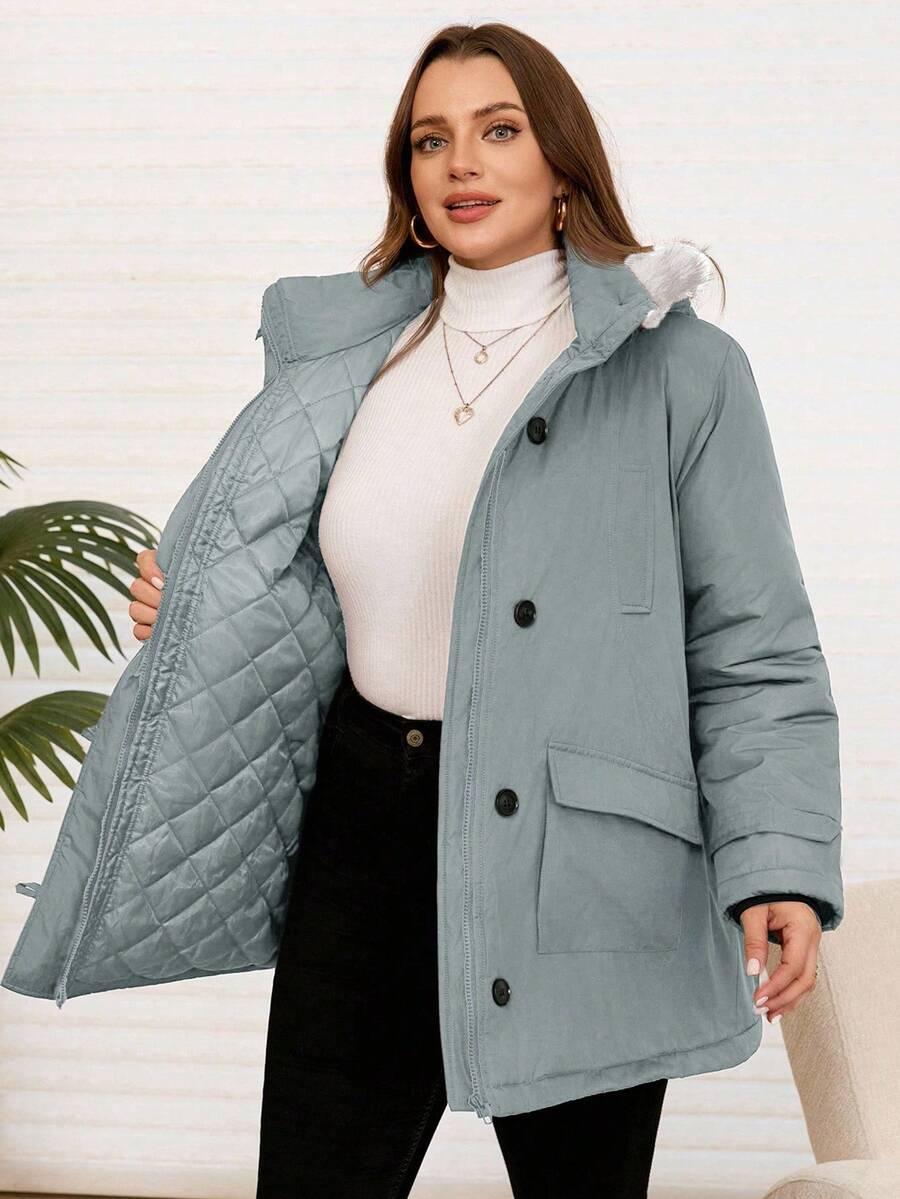 EMERY ROSE SZARA KURTKA Z KAPTUREM ZAMEK W01__46