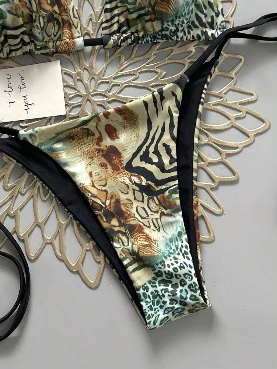 SHEIN DWUCZĘŚCIOWY STRÓJ KĄPIELOWY ANIMAL PRINT S09__S