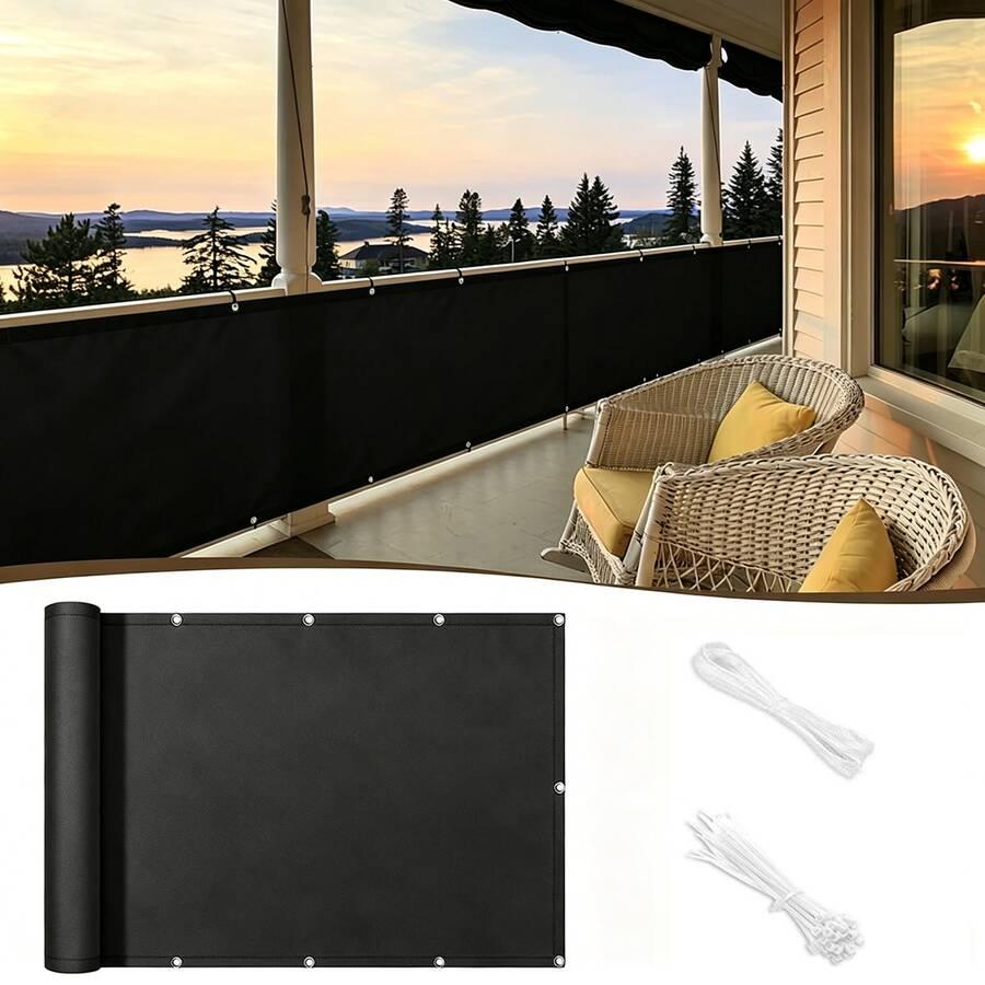 SHEIN CZARNA OSŁONA NA BALKON S07__90X400CM
