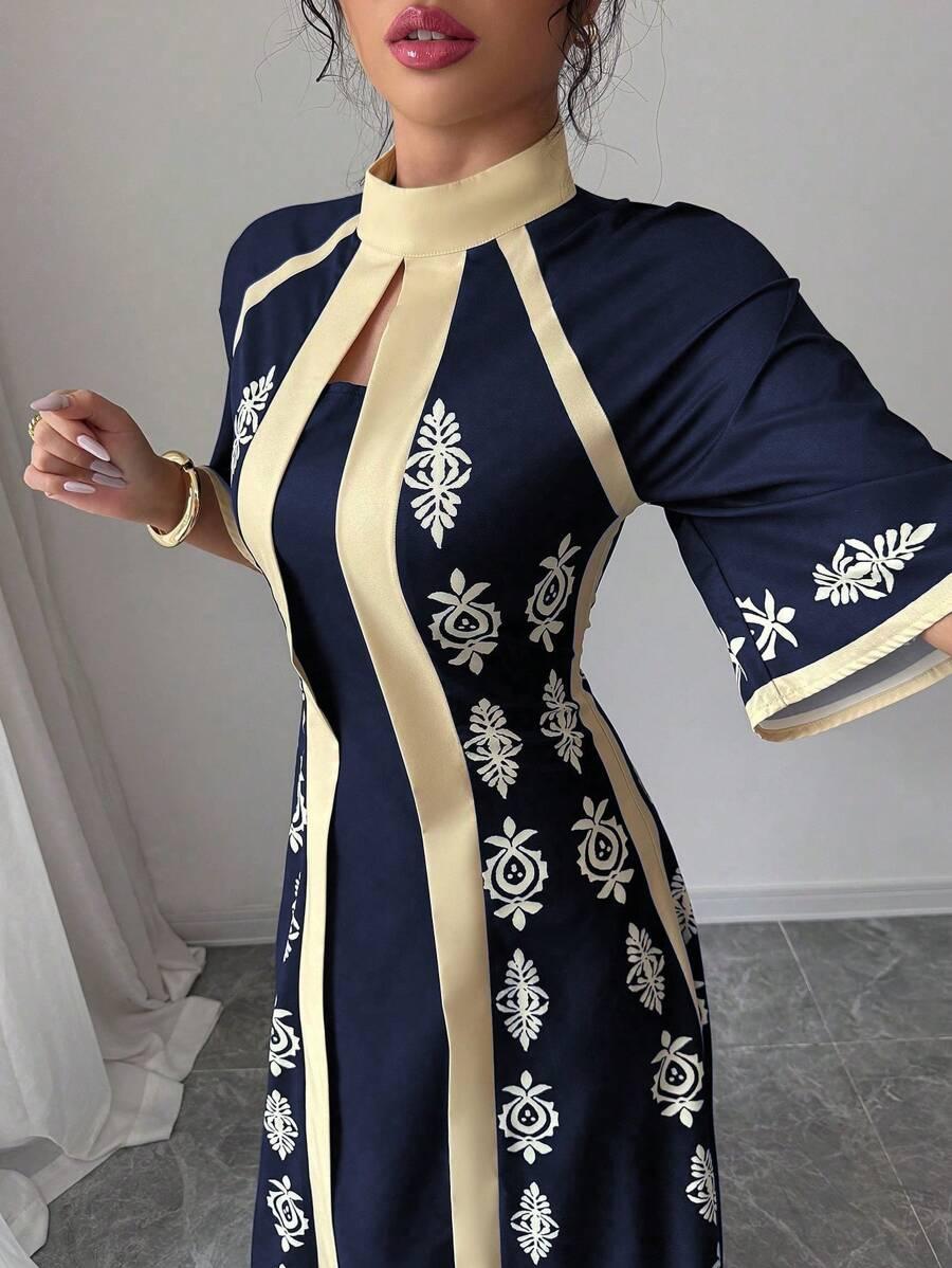 RAFFERIZA MAXI SUKIENKA Z KRÓTKIM RĘKAWEM S06__M
