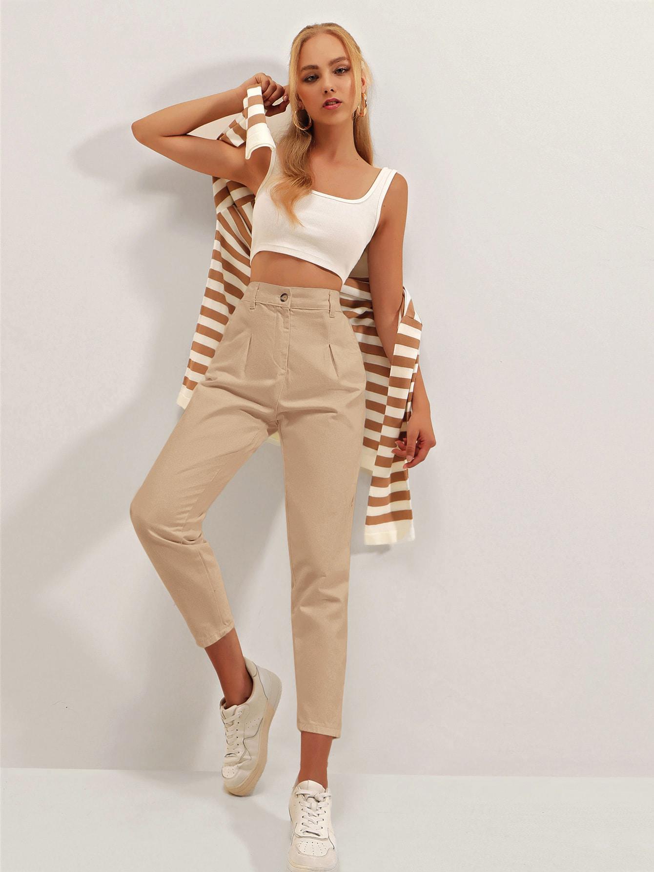 SHEIN BEŻOWE SPODNIE JEANS S09__S
