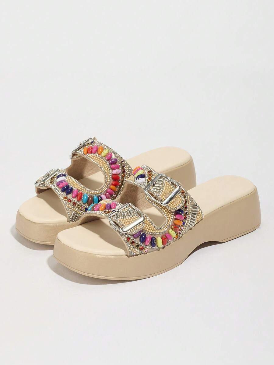 SHEIN KLAPKI ZDOBIENIE PLATFORMA S06__36,5