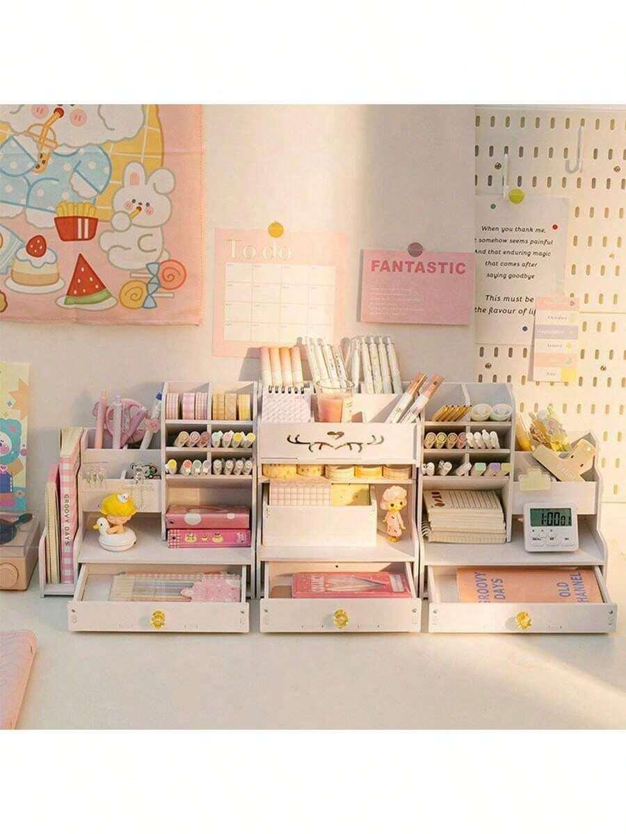 SHEIN BIAŁY ORGANIZER NA BIURKO S07__25X15X25CM
