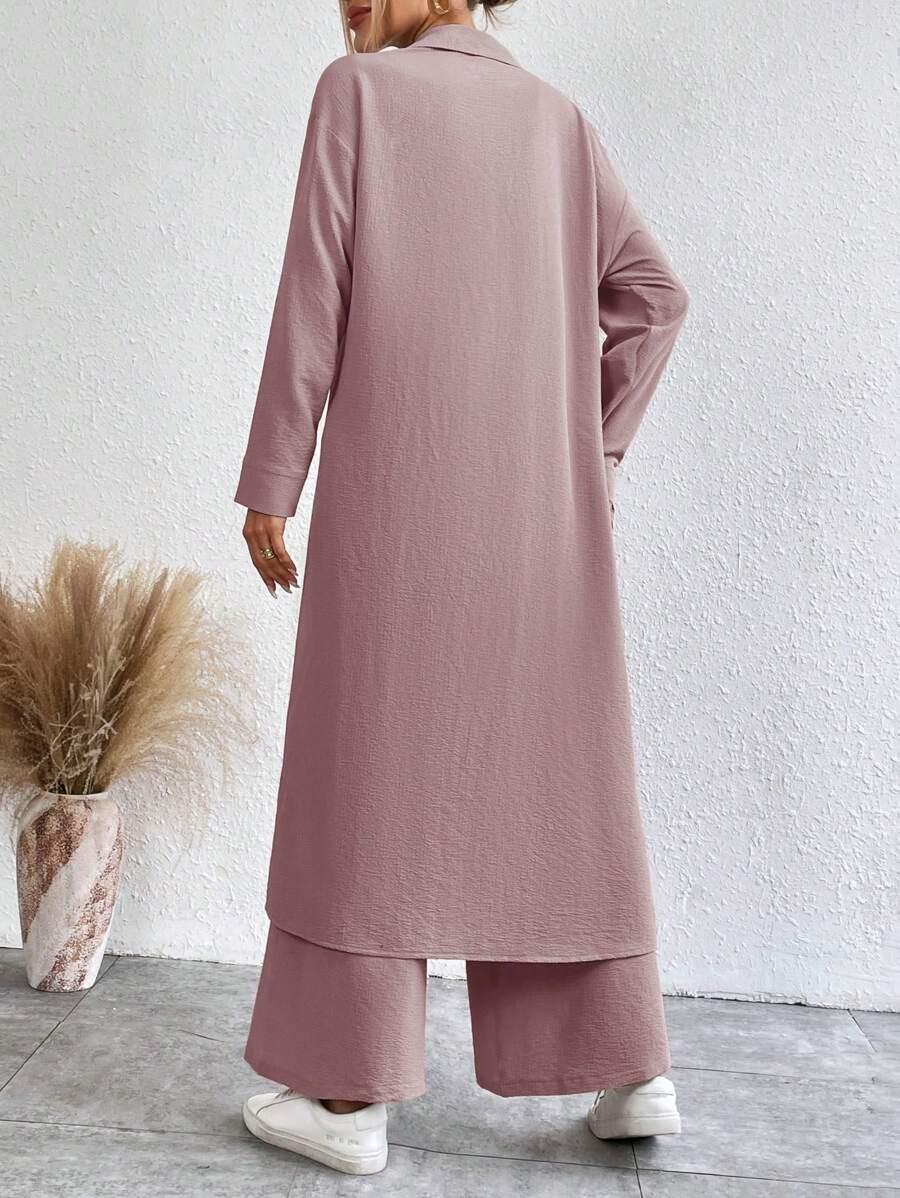 SHEIN DŁUGA KOSZULA SPODNIE KOMPLET S06__L