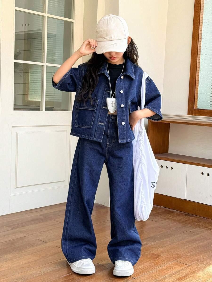 SHEIN NIEBIESKIE JEANSOWE SPODNIE S06__128-134