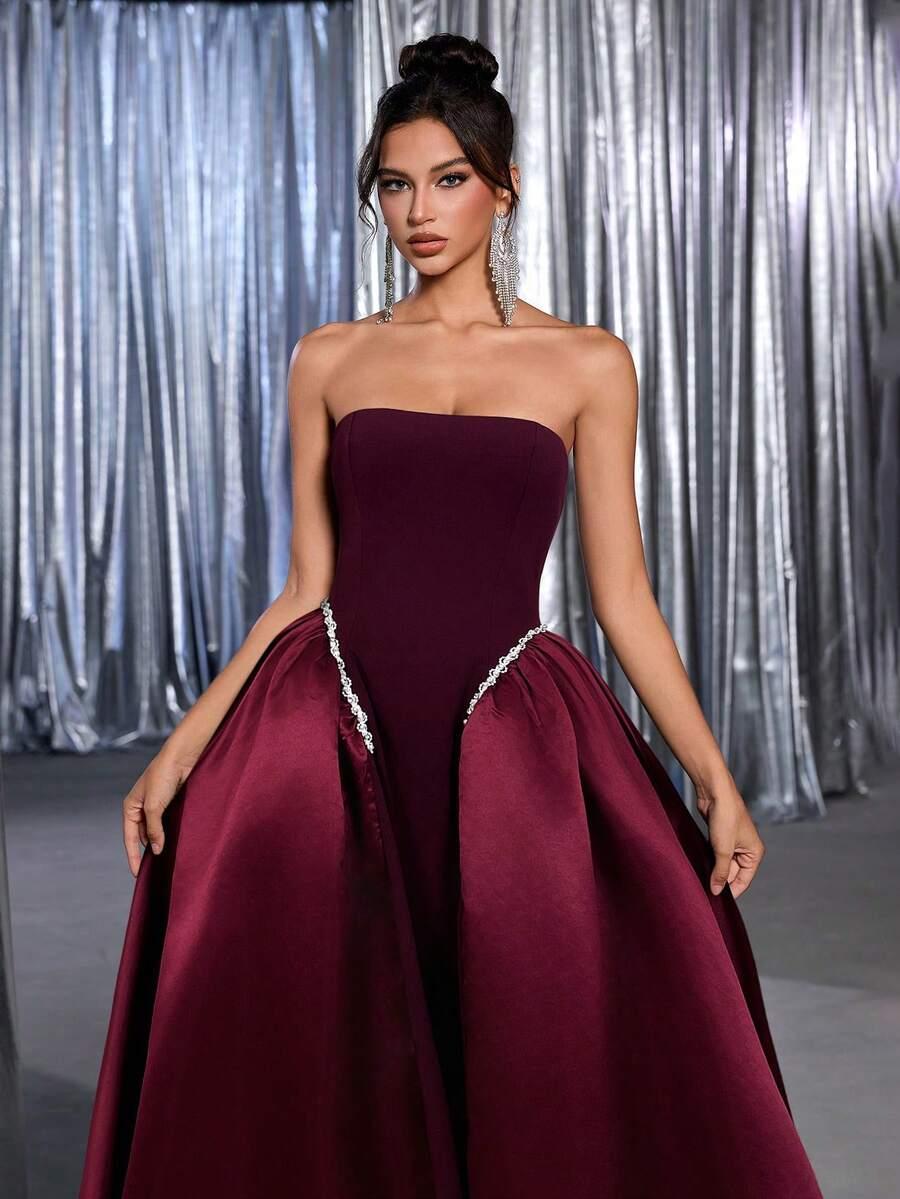SHEIN BORDOWA MAXI SUKIENKA S06__S
