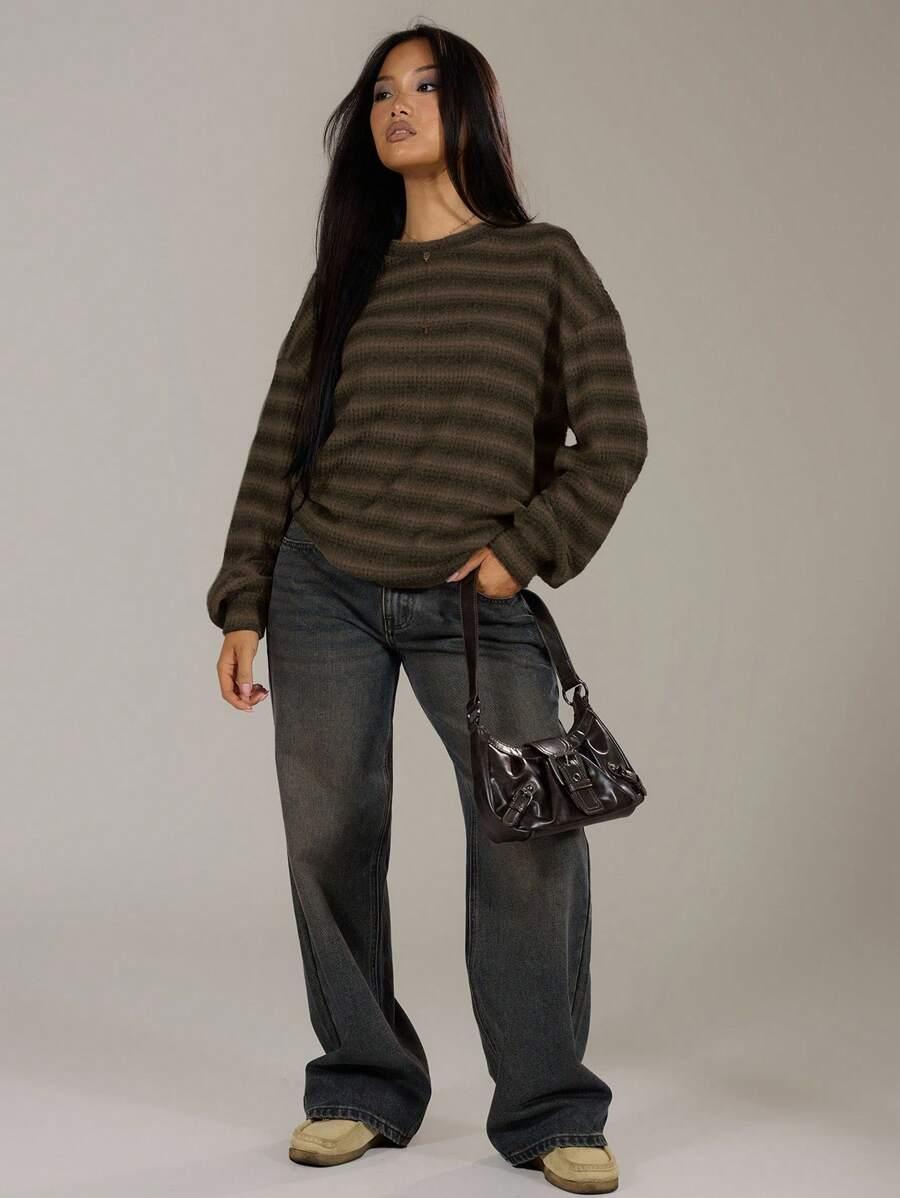 SHEIN BRĄZOWY SWETER DŁUGI RĘKAW S06__M