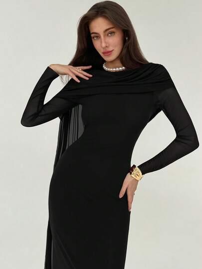SHEIN CZARNA MAXI SUKIENKA S06__XS