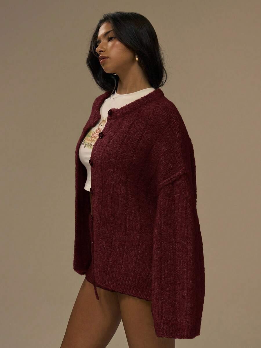 SHEIN BORDOWY SWETER GUZIKI S06__M