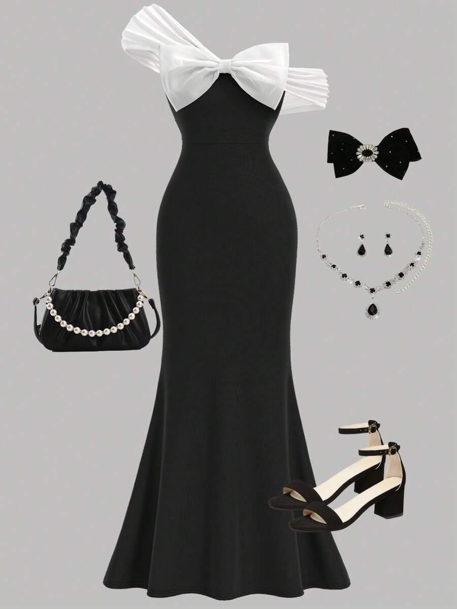SHEIN CZARNA MAXI SUKIENKA S06__166-170
