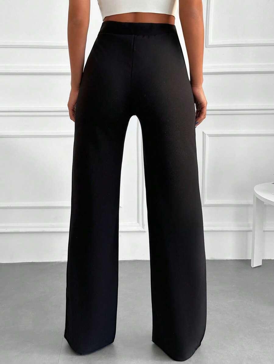 SHEIN CZARNE SPODNIE PROSTA NOGAWKA S06__S