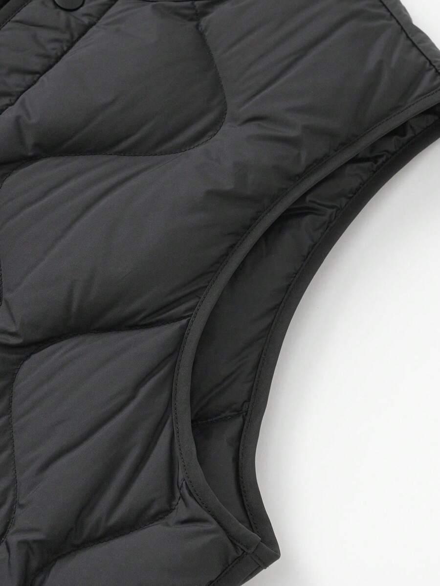 SHEIN CZARNY PUCHOWY BEZRĘKAWNIK S06__152/158