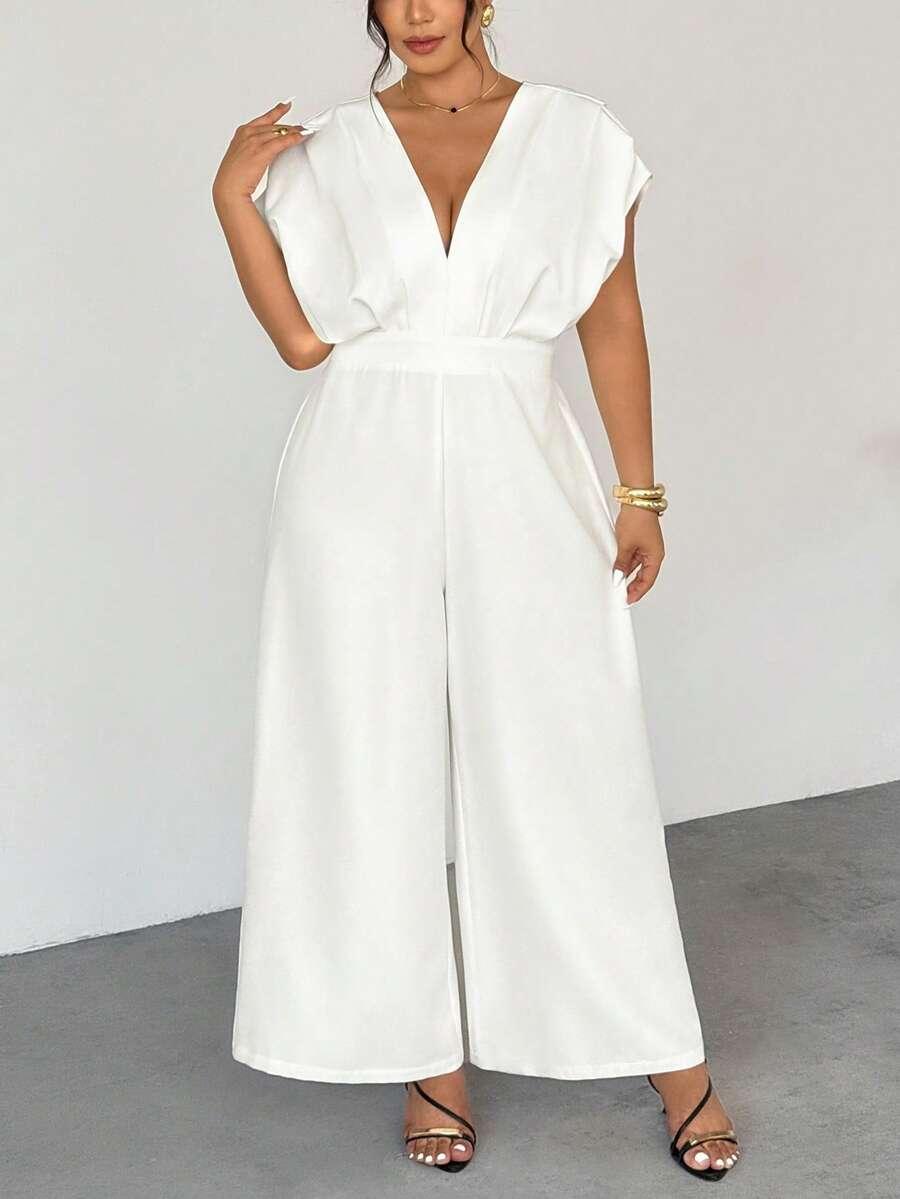 SHEIN BIAŁY KOMBINEZON V-NECK PK01__50