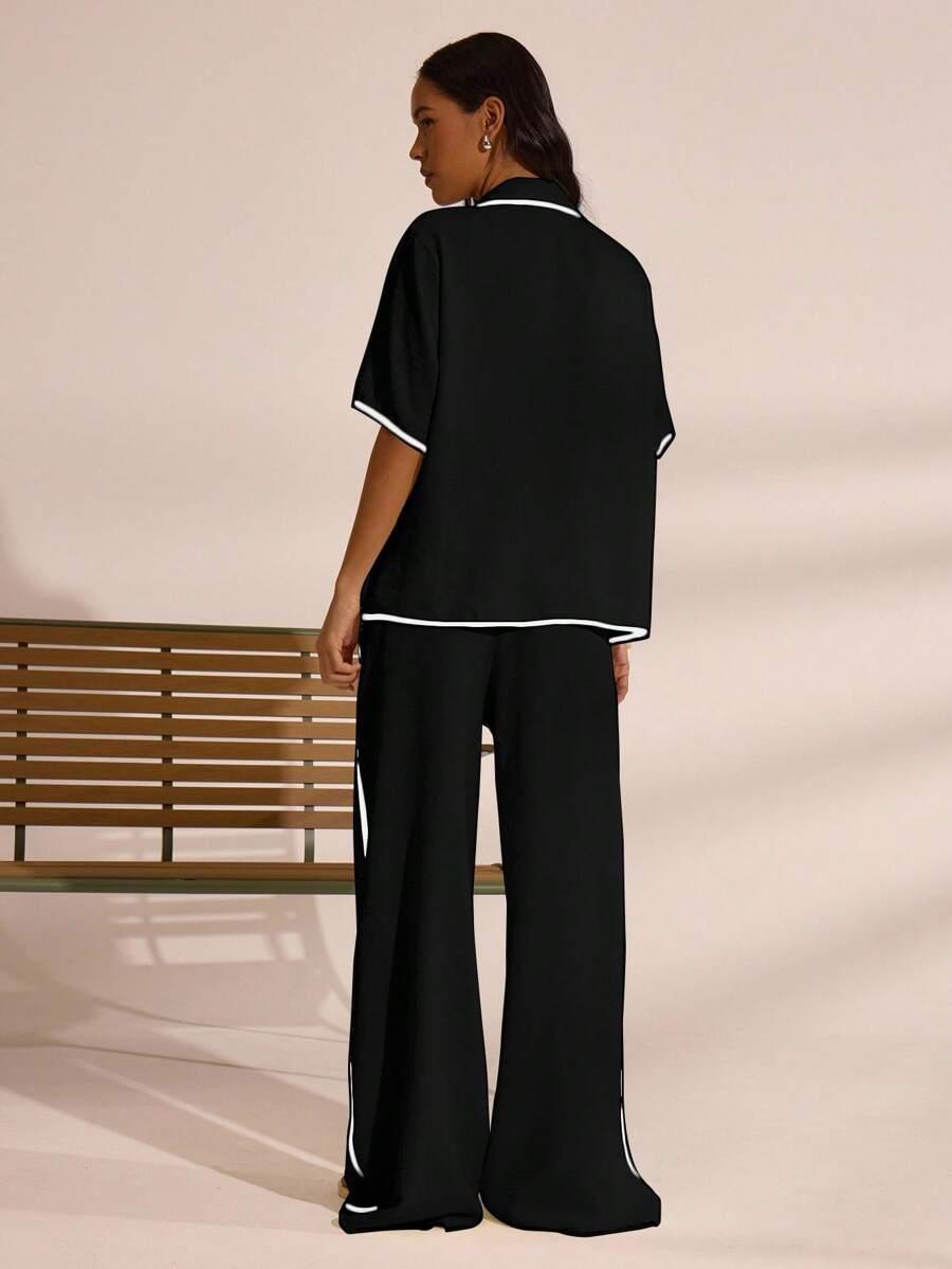 MUSERA CZARNY KOMPLET BLUZKA SPODNIE S06__M