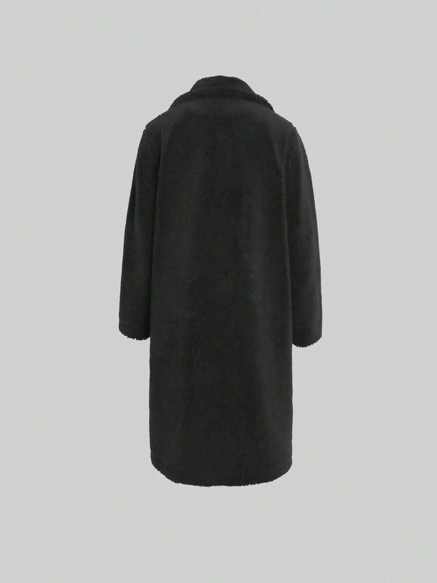 SHEIN CZARNY PŁASZCZ MIŚ W01__S