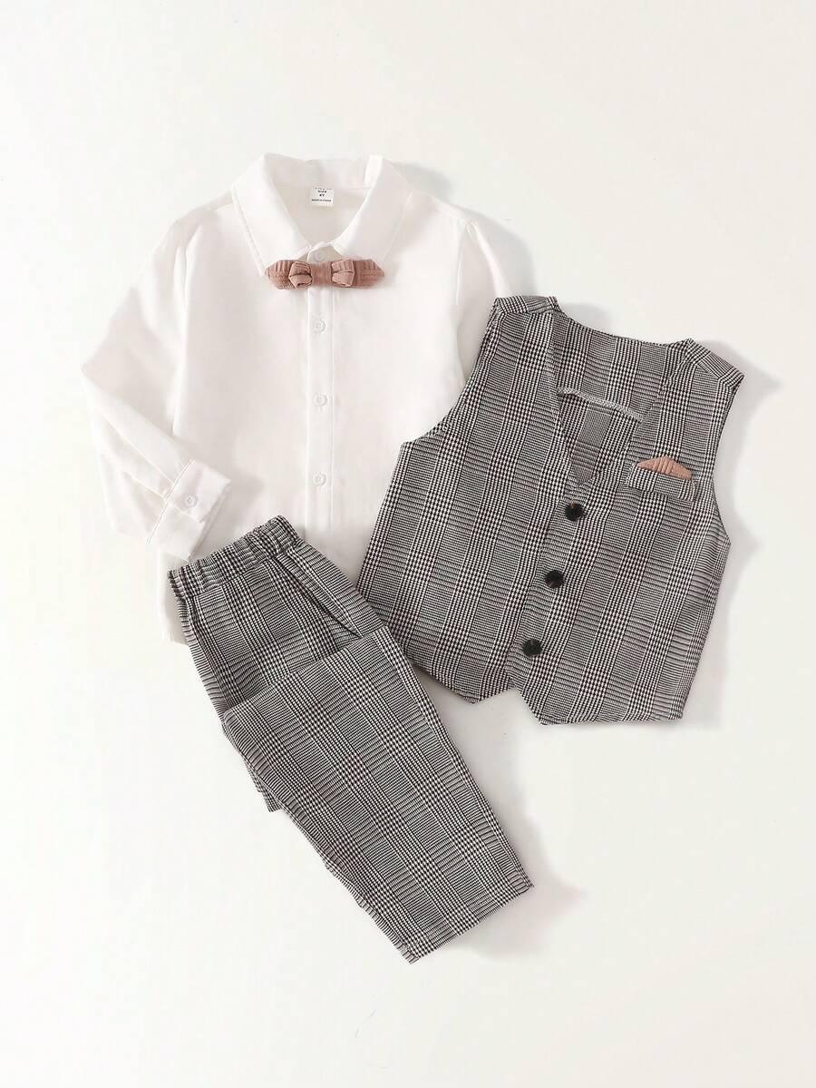 SHEIN KOMPLET KOSZULA KAMIZELKA SPODNIE S06__98-104