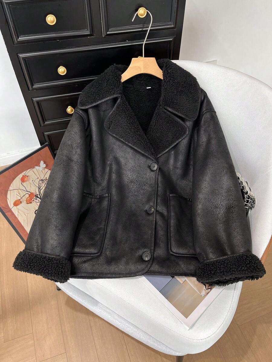 SHEIN CZARNA KURTKA IMITACJA SKÓRY W01__S