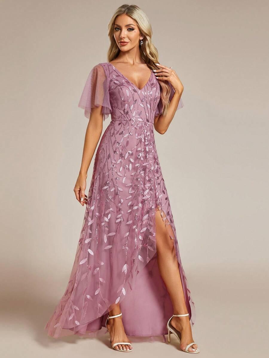 EVERPRETTY FIOLETOWA MAXI SUKIENKA ZDOBIENIA S06__XL