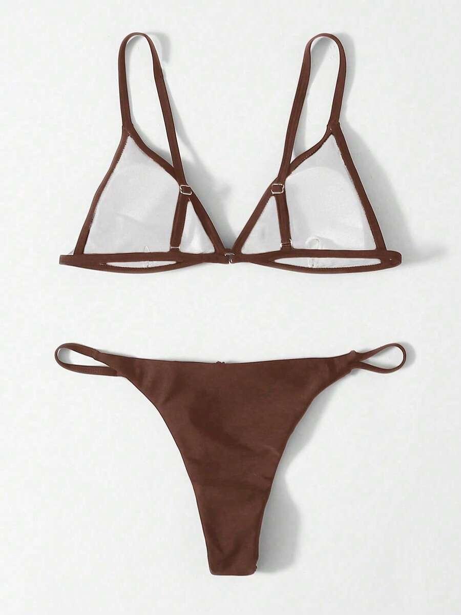 SWIM BASICS BRĄZOWY DWUCZĘŚCIOWY STRÓJ KĄPIELOWY S09__XL
