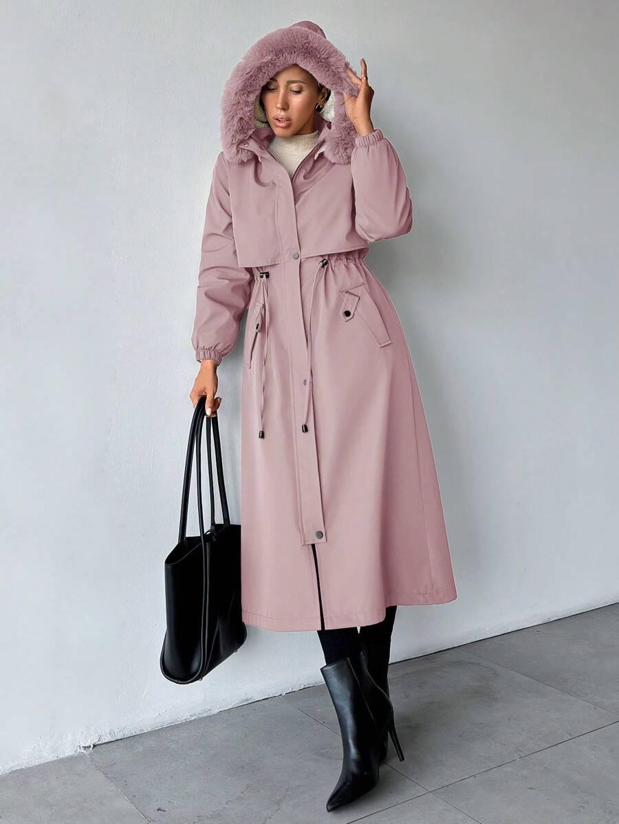 SHEIN RÓŻOWA KURTKA PARKA Z KAPTUREM W01__M